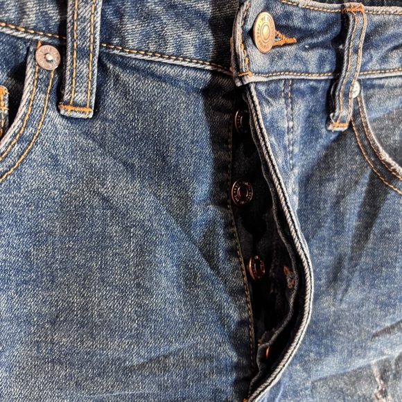 WE THE FREE SZ 28 Shorts CRVY Raw Hem Button Fly Slits Free People Denim Jeans - Picture 7 of 12